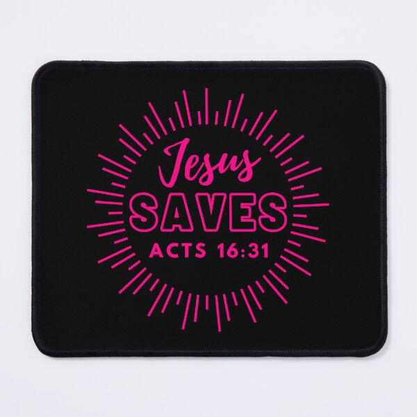 Item preview, Jesus Saves, Acts 16:31, pink design designed and sold by MoriaStore.