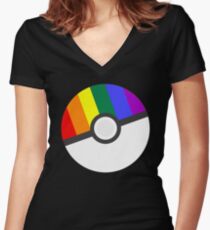Pokemon 'Prideball' LGBT Pokeball Shirt/Hoodie/etc Women's Fitted V-Neck T-Shirt