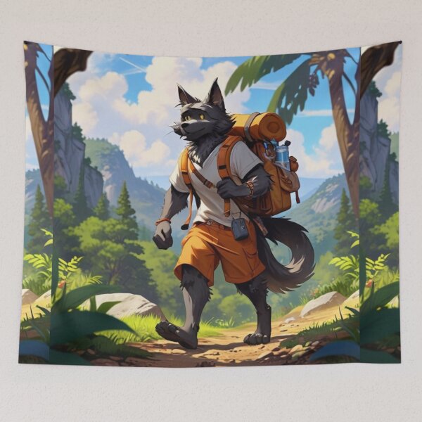 Item preview, Black wolf on a hike designed and sold by Astralia.
