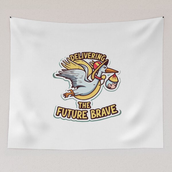 Item preview, Firefighter Stork Delivering Baby - Future Brave designed and sold by NiftyWrx.