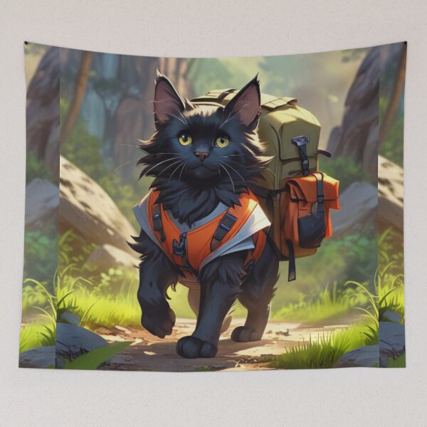 Item preview, Black Maine Coon cat on a hike designed and sold by Astralia.