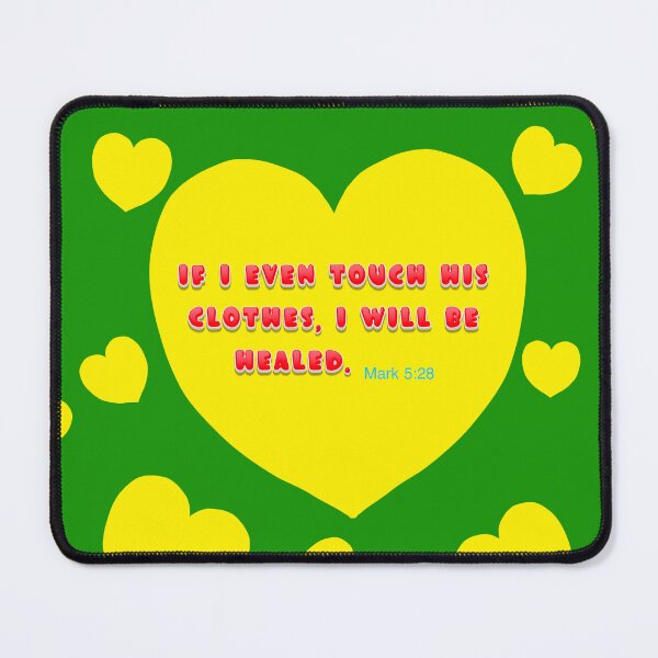 Item preview, Healing - Bible Verse, Mark 5:28 / Yellow Hearts on Green Background designed and sold by Victoria Rose.