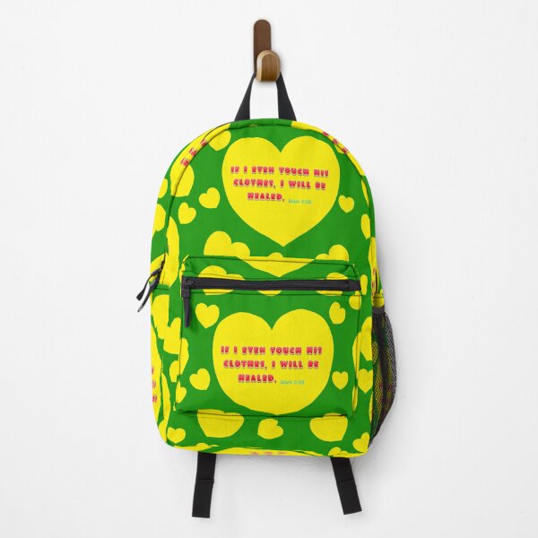 Item preview, Healing - Bible Verse, Mark 5:28 / Yellow Hearts on Green Background designed and sold by Victoria Rose.
