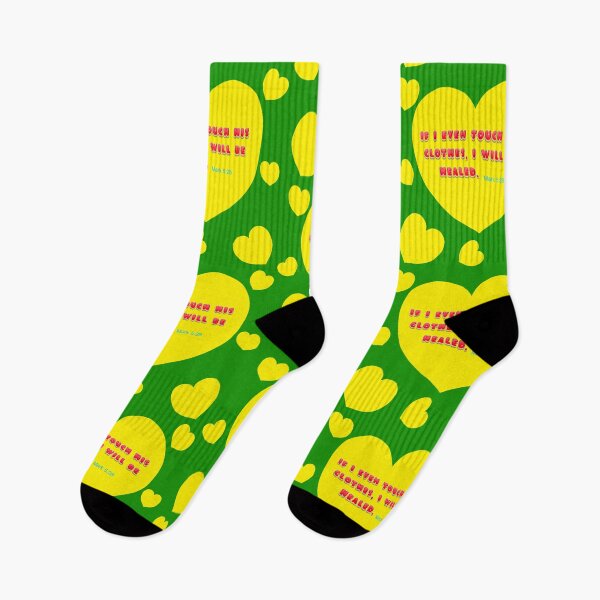 Item preview, Healing - Bible Verse, Mark 5:28 / Yellow Hearts on Green Background designed and sold by Victoria Rose.