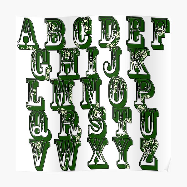 Green Canal Flowers Alphabet Poster