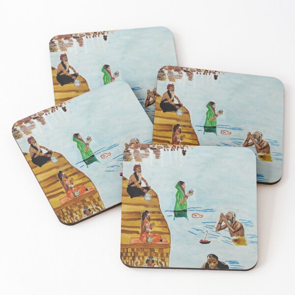 Item preview, Morning prayers at Ganga  designed and sold by puri sunil.