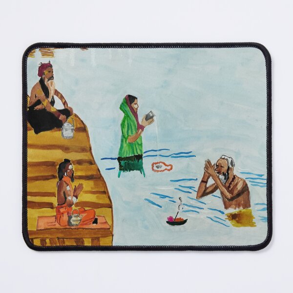 Item preview, Morning prayers at Ganga  designed and sold by puri sunil.