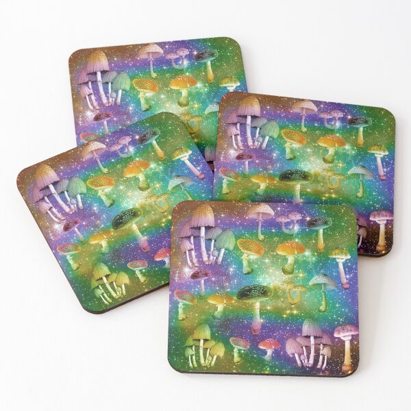 Item preview, Rainbow Swirl Galaxy : Vintage Style Mushroom Pattern designed and sold by Shloo.