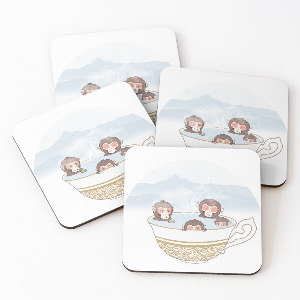Item preview, Japanese Monkeys Bathing in Tea Hot Spring designed and sold by 84collective.