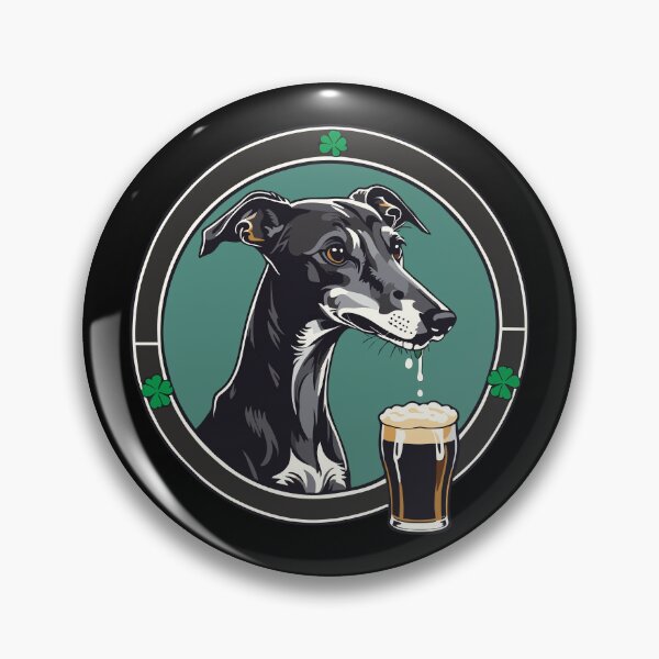 Artikelvorschau, Irischer Windhund, der ein Irish Stout trinkt entworfen und verkauft von Ameiva-Apparel.