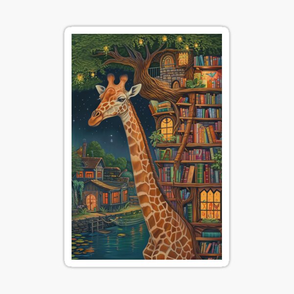 Artikel-Vorschau von Verzauberte Giraffenbibliothek, designt und verkauft von cute-animals99.