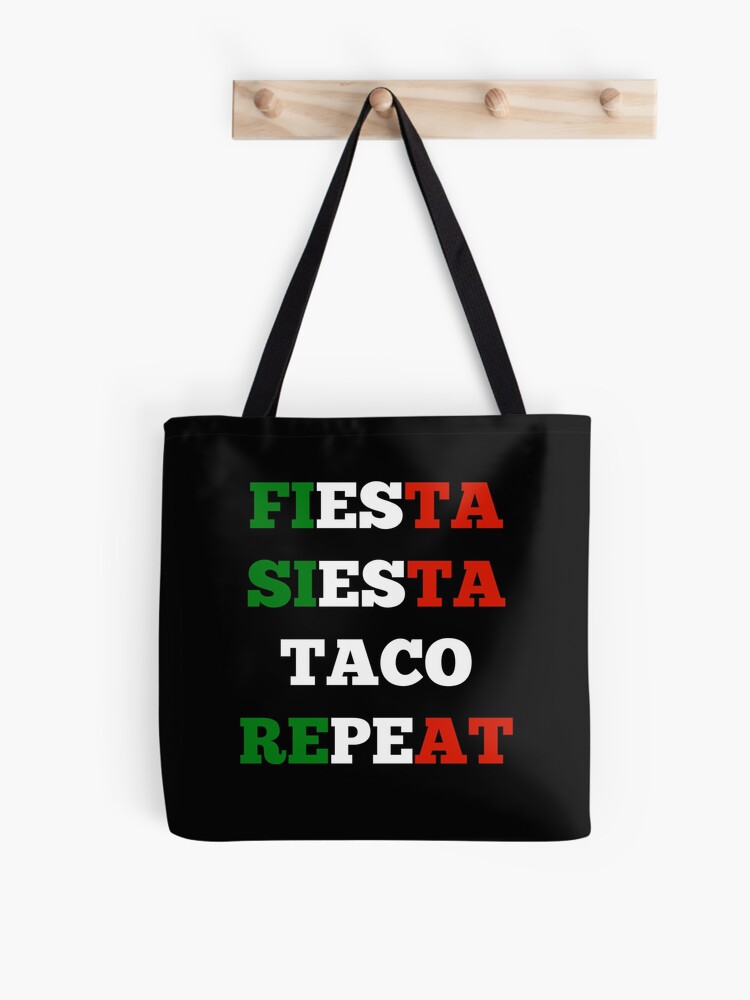 Bolsa de tela «Fiesta Siesta Taco repite frases divertidas» de helenril |  Redbubble