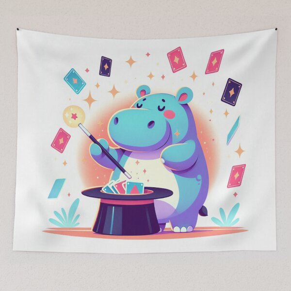 Item preview, Enchanting Hippo Magic: Charming Tricks in Minimalist Style designed and sold by 0penvimark.