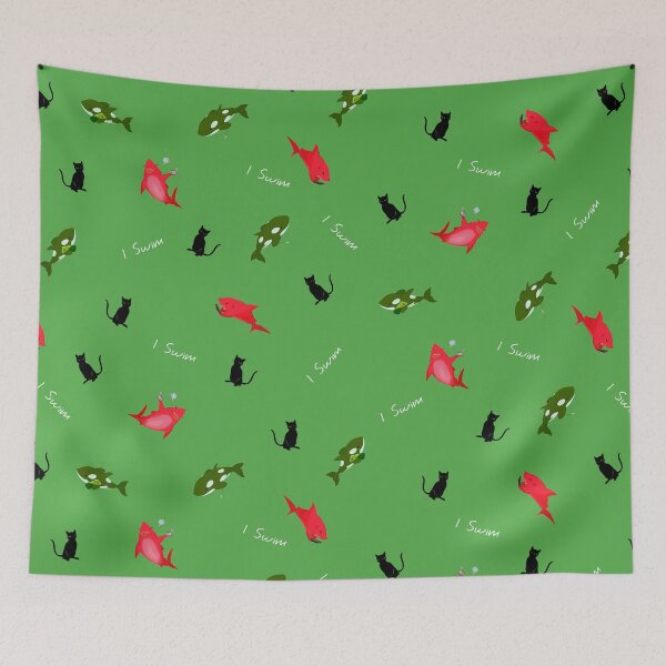 Item preview, Green Orca and Shark and Black Cats designed and sold by bloomejasmine.