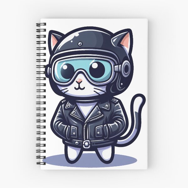 Item preview, cartoon of a cat wearing a black leather jacket and helmet designed and sold by MzulhilmiZam.