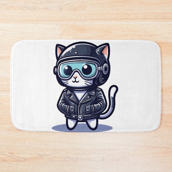 Item preview, cartoon of a cat wearing a black leather jacket and helmet designed and sold by MzulhilmiZam.