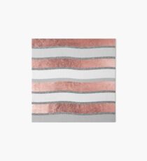 Gray faux silver rose gold geometrical wave stripes Art Board