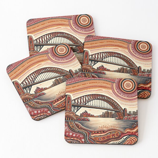 Item preview, Sydney Harbour Bridge interpreted in an Aboriginal art style designed and sold by centaurius21.