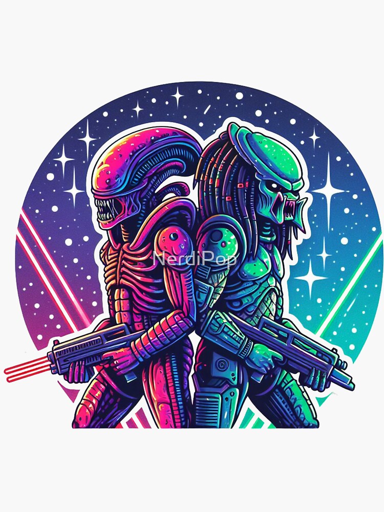Thumbnail 3 of 3, Sticker, Xenomorph Alien and Predator Allies designed and sold by NerdiPop.