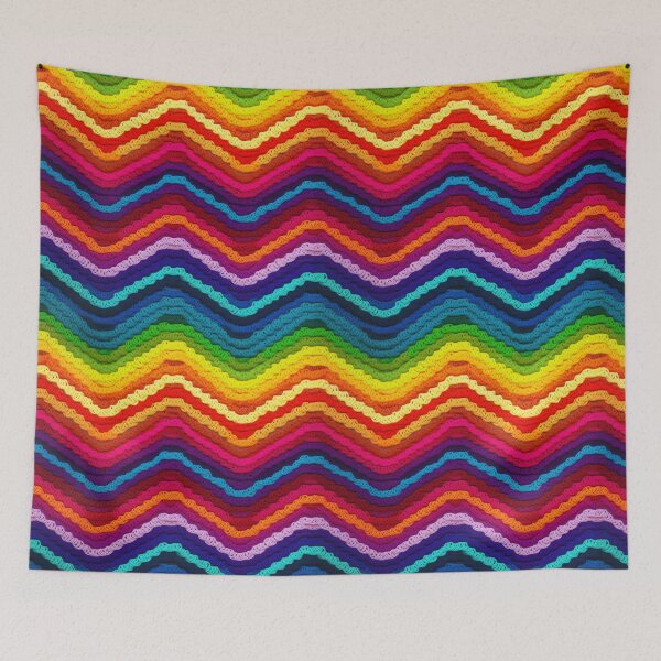 Item preview, Crocheted rainbow. Bright multicolored crocheted print. designed and sold by SculpterioShop.