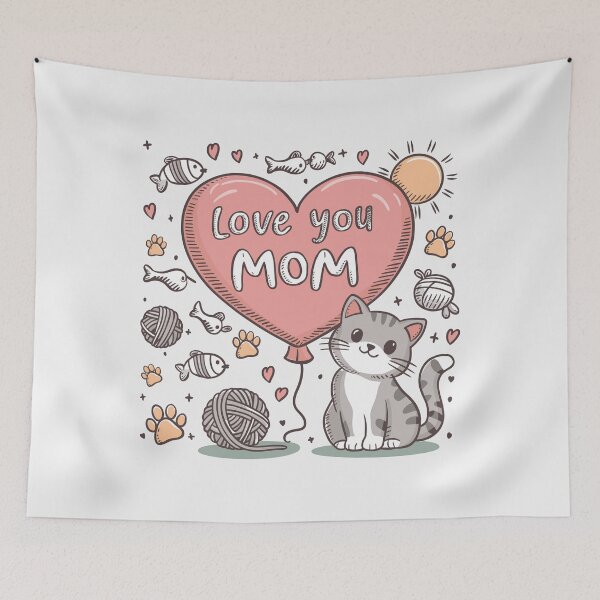 Item preview, Fur Mom Love: Heart Balloon - Pastel Mother's Day Cat Art designed and sold by HahaHandlesHub.