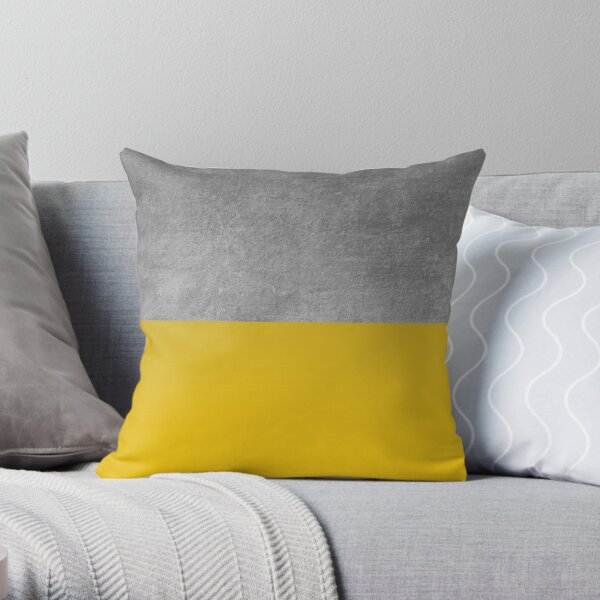 Concrete and Mustard Color Block Throw Pillow