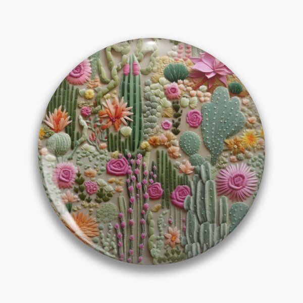Item preview,  Embroidery with blooming cacti. Handcrafted desert cacti. Cactus blossoms in embroidery style. designed and sold by SculpterioShop.