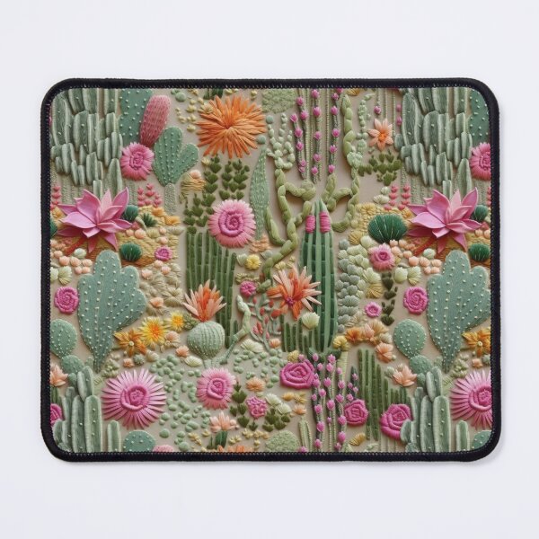 Item preview,  Embroidery with blooming cacti. Handcrafted desert cacti. Cactus blossoms in embroidery style. designed and sold by SculpterioShop.