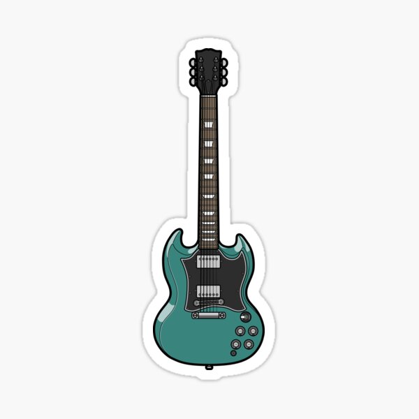 Teal Electric Guitar Sticker