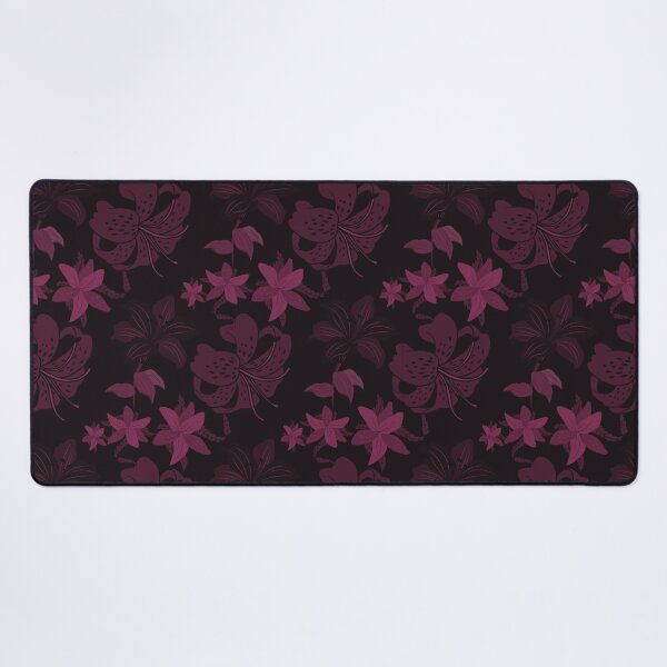 Item preview, Pink seamless pattern on black background textile art print designed and sold by SpinklyCreations.