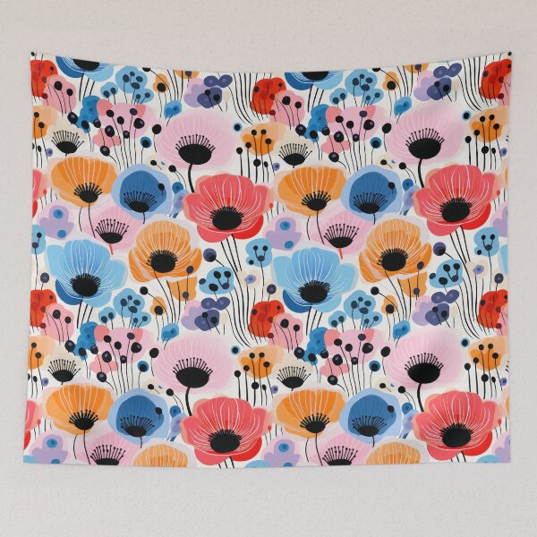 Item preview,  A pattern with flowers in a retro minimalist style. Finnish minimalist flowers. Floral drawn pattern. designed and sold by SculpterioShop.