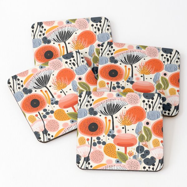 Item preview, Pattern with flowers in a retro minimalist style. Finnish minimalist flowers. Floral drawn pattern. designed and sold by SculpterioShop.