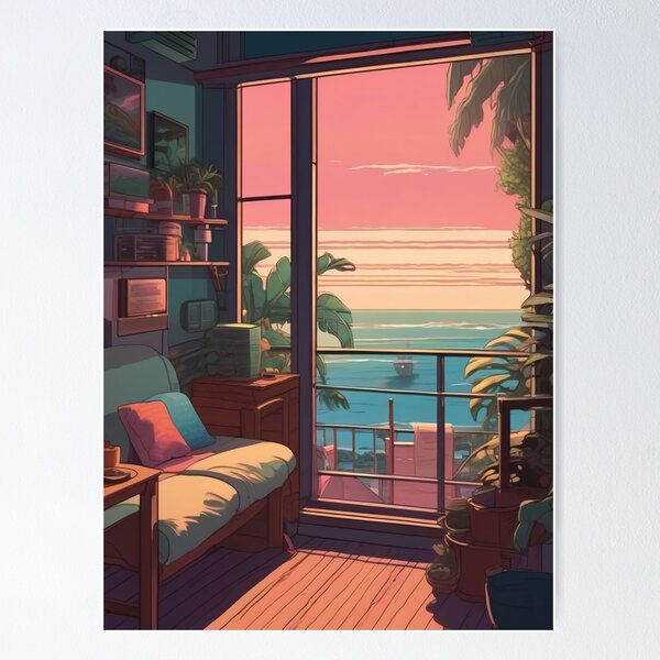 Item preview, Ocean View Hideaway Lofi Chill Interior designed and sold by DreamCraze.