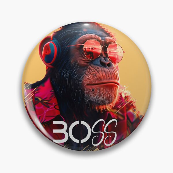 Item preview, Chimpanzee Boss enjoying his vacation wearing sunglasses and a headset. designed and sold by hojeong-art.