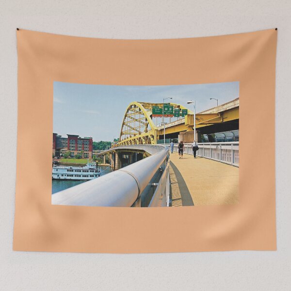 Item preview, One of Pittsburgh's Yellow Bridges, Travel Boat on Allegheny River  designed and sold by zeeposter.
