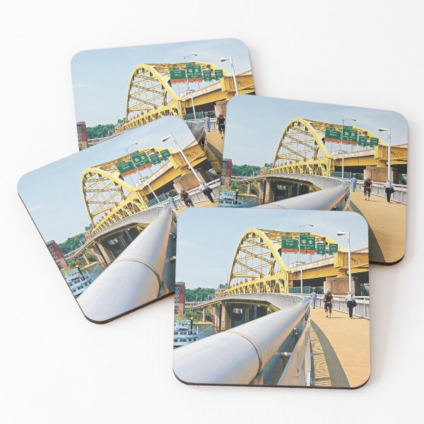 Item preview, One of Pittsburgh's Yellow Bridges, Travel Boat on Allegheny River  designed and sold by zeeposter.