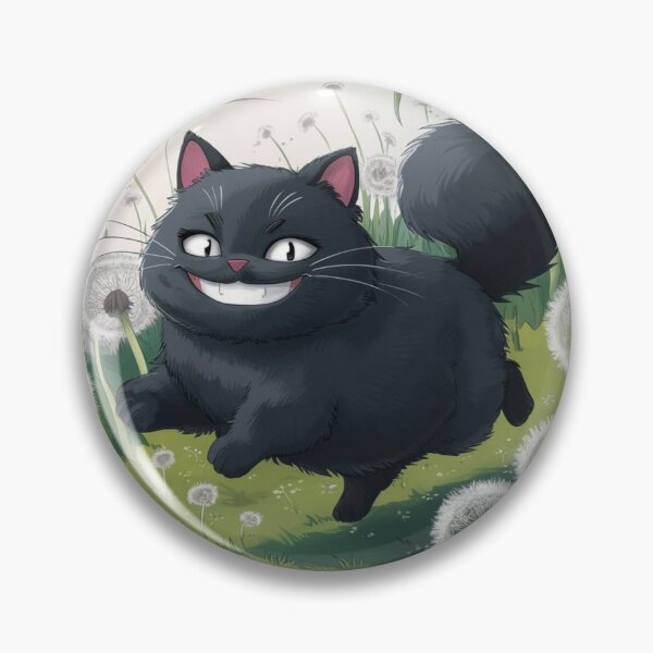 Item preview, Black Puffy Cat in Garden Dandelion Lovers Flowers Plants Gardener Purr Play With Cat designed and sold by Cr320.