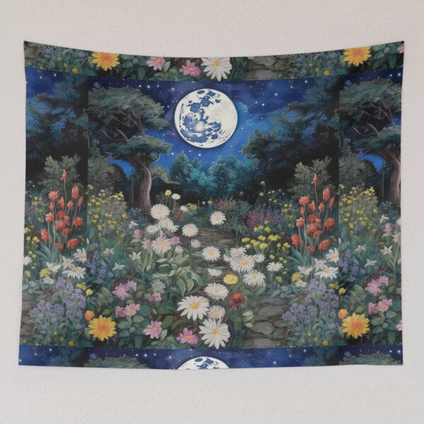 Item preview, Midnight English Garden Under a Full Moon designed and sold by darkskydelights.