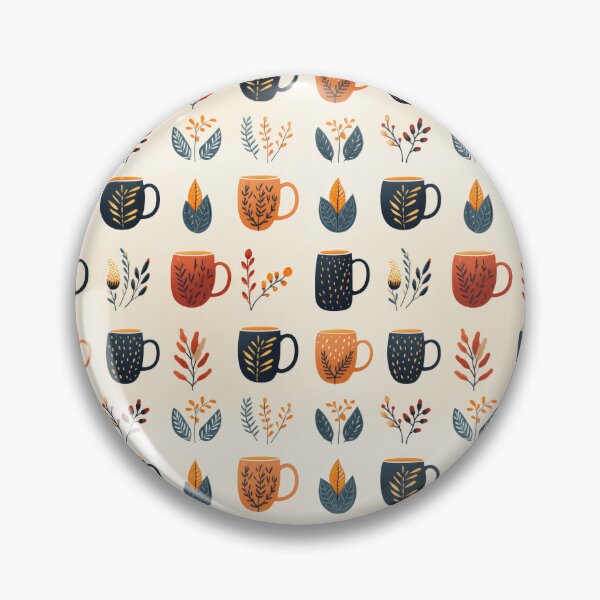 Item preview,  Cozy autumn pattern with cups and dried plants. Warm pastel pattern, autumn atmosphere with cups of hot drinks and autumn plants. designed and sold by SculpterioShop.