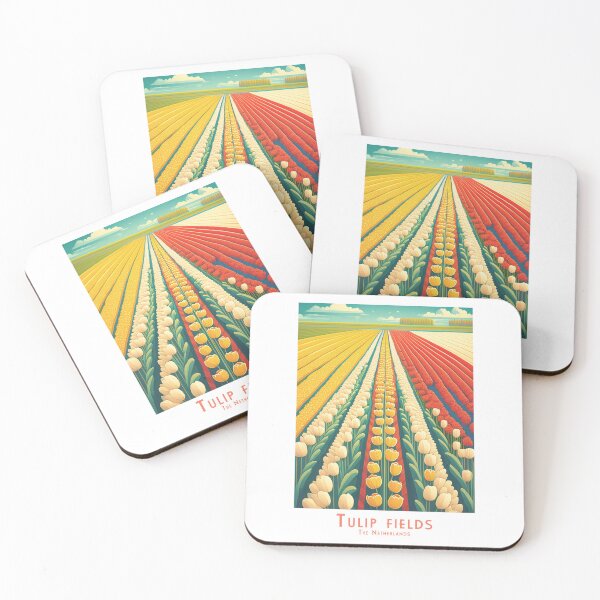 Item preview, Vintage travel poster - Minimalist tulip fields Netherlands in retro style designed and sold by pod24.