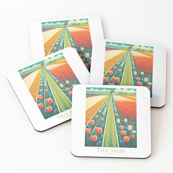Item preview, intage travel poster - Colorful tulip fields in the Netherlands, retro and minimal designed and sold by pod24.