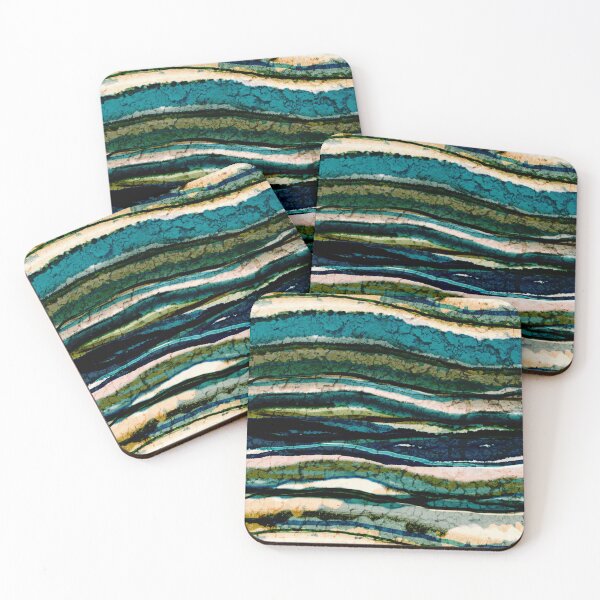 Item preview, Blue Green Cream Agate Stripe Abstract designed and sold by jocelynsart.