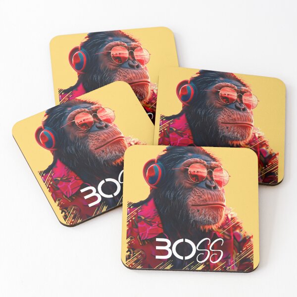 Item preview, Chimpanzee Boss enjoying his vacation wearing sunglasses and a headset. designed and sold by hojeong-art.