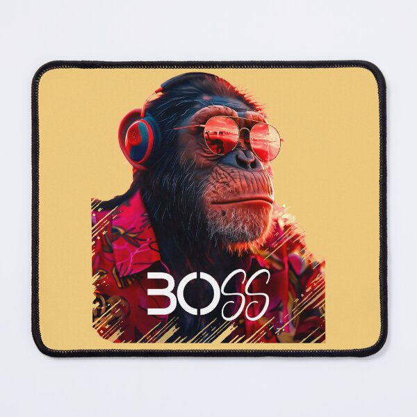 Item preview, Chimpanzee Boss enjoying his vacation wearing sunglasses and a headset. designed and sold by hojeong-art.