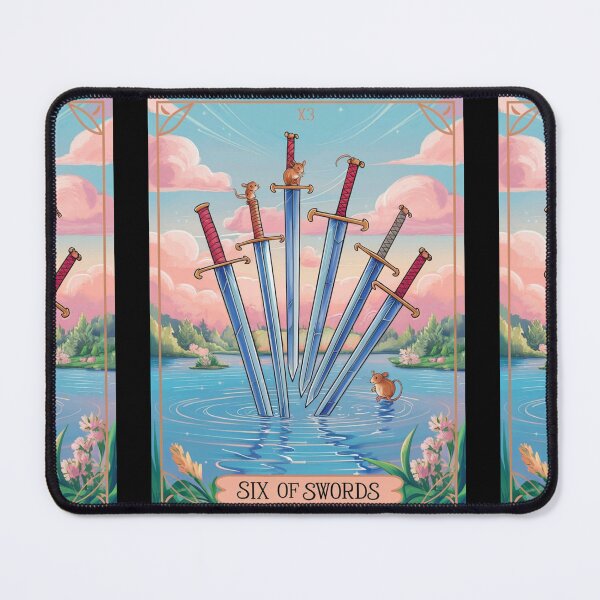 Item preview, Tarot Card - Six of Swords. mouse theme, mouse lover, cute mouse designed and sold by ZodiacWonders.