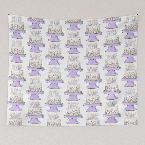 Item preview, Festive Birthday Cake on Purple Stand Happy Birthday Party designed and sold by CreativeBu.