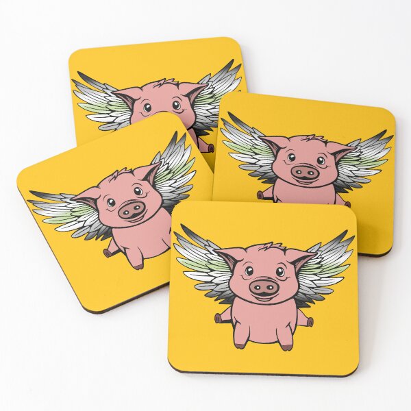 Item preview, Cute Agender Flying Pig with Pride Flag Wings , Kawaii Agender Flying Pig Design designed and sold by Travelslightly.