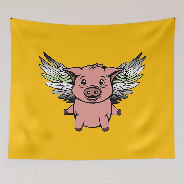 Item preview, Cute Agender Flying Pig with Pride Flag Wings , Kawaii Agender Flying Pig Design designed and sold by Travelslightly.