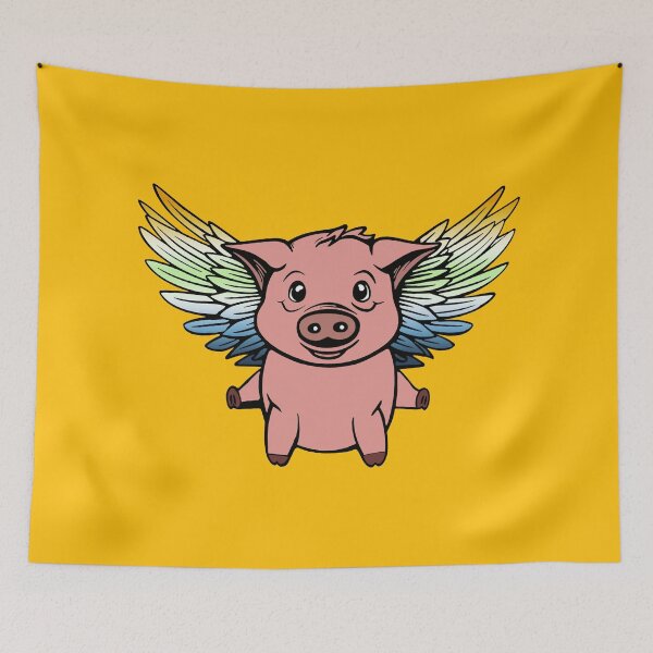 Item preview, Cute AroAce Agender Flying Pig with Pride Flag Wings , Kawaii AroAce Agender Flying Pig Design designed and sold by Travelslightly.