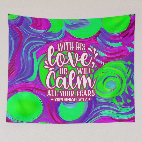 Item preview,  Bible Verses For Healing - Zephaniah 3:17  - Preppy Swirling Floral Painting designed and sold by ZenReiArt.
